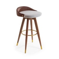 Banqueta Bertha Composê Estofada Pés Madeira com Ponteiras em Metal Estrutura Madeira Liptus Design Sustentável