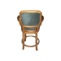 Banqueta Giratória com Braços Inglesa Estofada Detalhes com Tachas Madeira Maciça Design Clássico