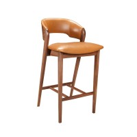 Banqueta Elara Estofada Encosto com Detalhe Amadeirado Design Atemporal
