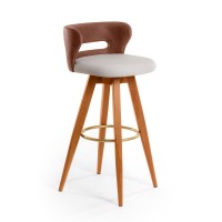 Banqueta Giratória Zoe Estofada Base com Apoio em Metal Estrutura Madeira Liptus Design Sustentável