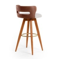 Banqueta Giratória Zoe Estofada Base com Apoio em Metal Estrutura Madeira Liptus Design Sustentável