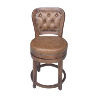 Banqueta Giratória Inglesa Detalhes com Tachas Madeira Maciça Design Clássico