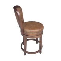 Banqueta Giratória Inglesa Detalhes com Tachas Madeira Maciça Design Clássico