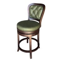 Banqueta Giratória Inglesa Detalhes com Tachas Madeira Maciça Design Clássico