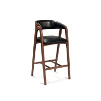 Banqueta Kiara Estofada Encosto com Detalhe Amadeirado Design Atemporal