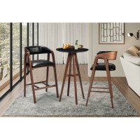 Banqueta Kiara Estofada Encosto com Detalhe Amadeirado Design Atemporal