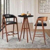 Banqueta Kiara Estofada Encosto com Detalhe Amadeirado Design Atemporal