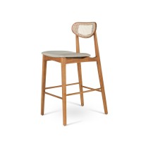 Banqueta Take Assento Estofado Encosto Rattan Aberto Estrutura Madeira Tauari