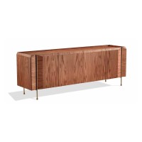 Buffet Auverny com Portas Gaveta Interna Tampo Bandeja Estrutura Lâmina de Carvalho Pés em Alumínio Design by Ampezzan e Maciel Arquitetos