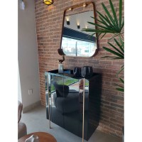 Buffet Auverny Vertical com Portas Tampo Bandeja Estrutura em Pintura Laca Pés em Alumínio Design by Ampezzan e Maciel Arquitetos