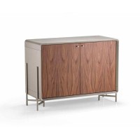 Buffet Lithos 2 Portas em Lâmina de Carvalho com Gaveta Interna Estrutura Externa em Pintura Laca Pés Metalizados Design by Walter Cuco