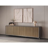 Buffet Lithos 5 Portas em Lâmina de Carvalho com Gaveta Interna Estrutura Externa em Pintura Laca Pés Metalizados Design by Walter Cuco