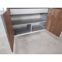 Buffet Lithos 2 Portas em Lâmina de Carvalho com Gaveta Interna Estrutura Externa em Pintura Laca Pés Metalizados Design by Walter Cuco