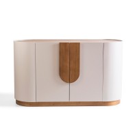 Buffet Ouranos Laqueado 2 Portas com Puxadores e Detalhes Laminados com Prateleira Interna