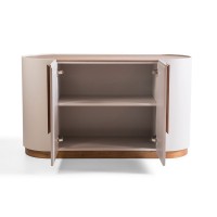Buffet Ouranos Laqueado 2 Portas com Puxadores e Detalhes Laminados com Prateleira Interna
