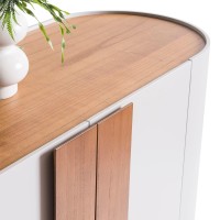 Buffet Ouranos Laqueado 2 Portas com Puxadores e Detalhes Laminados com Prateleira Interna