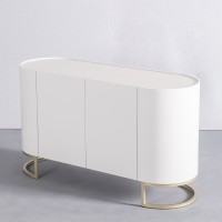 Buffet Zhayo Laqueado com Portas Tampo Bandeja Prateleira Interna Base Aço Carbono Pintura Metalizada