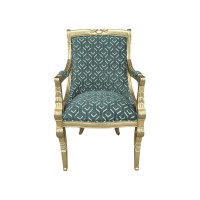 Cadeira com Braço Napoleão Entalhada Madeira Maciça Design de Luxo Peça Artesanal