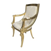 Cadeira com Braço Napoleão Entalhada Madeira Maciça Design de Luxo Peça Artesanal
