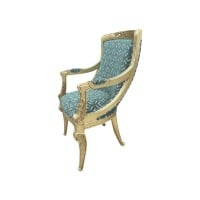 Cadeira com Braço Napoleão Entalhada Madeira Maciça Design de Luxo Peça Artesanal