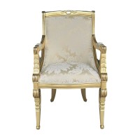 Cadeira com Braço Napoleão Entalhada Madeira Maciça Design de Luxo Peça Artesanal