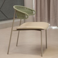Cadeira Kaisha Assento Estofado Encosto Trama Corda Náutica Estrutura Aço Carbono Pintura Eletrostática Design Moderno