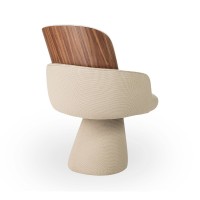 Cadeira Kásya Base Giratória Encosto Curvo com Detalhe Laminado Estrutura em Multilaminado