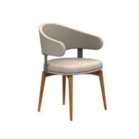 Cadeira Luna Estofada Encosto em Multilaminado Pés Madeira Design Contemporâneo