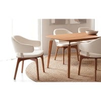 Cadeira Luna Estofada Encosto em Multilaminado Pés Madeira Design Contemporâneo