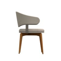 Cadeira Luna Estofada Encosto em Multilaminado Pés Madeira Design Contemporâneo