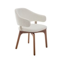 Cadeira Luna Estofada Encosto em Multilaminado Pés Madeira Design Contemporâneo