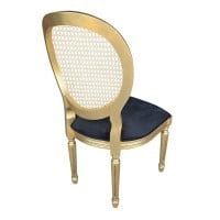 Cadeira Medalhão Provençal Encosto Palha Entalhada Madeira Maciça Design de Luxo Peça Artesanal