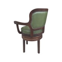 Cadeira Giratória com Braços New England Encosto com Capitonê Detalhes com Tachas Madeira Maciça Design Clássico