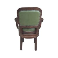 Cadeira Giratória com Braços New England Encosto com Capitonê Detalhes com Tachas Madeira Maciça Design Clássico