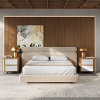 Cama Apis Estofada Design Flutuante Base Bipartida