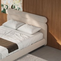 Cama Apis Estofada Design Flutuante Base Bipartida