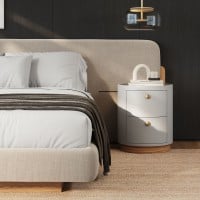 Cama Tessia Estofada Detalhe com Bolsos Laterais Design Flutuante Base Bipartida
