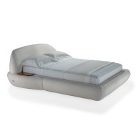 Cama Wonne Estofada com Apoio Lateral e Pés em Madeira 