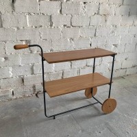 Carrinho Bar Ezzya Tampo Bandeja Rodas e Apoio Fixos Estrutura em Metal com Pintura Epóxi