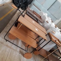 Carrinho Bar Ezzya Tampo Bandeja Rodas e Apoio Fixos Estrutura em Metal com Pintura Epóxi