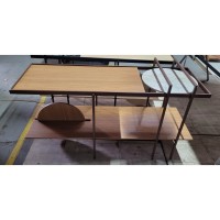 Carrinho Aparador Valker Tampos e Roda com Acabamento Laminado Detalhe Disco em Mármore Estrutura em Metal com Pintura Epóxi