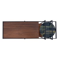 Carrinho Aparador Valker Tampos e Roda com Acabamento Laminado Detalhe Disco em Mármore Estrutura em Metal com Pintura Epóxi