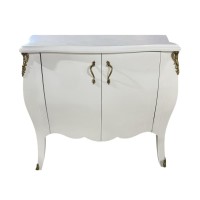 Cômoda Ravena com Portas Personalizado Madeira Maciça Detalhe em Marchetaria Design Clássico
