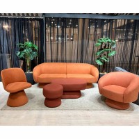 Puff Hyllis Redondo Estofado Base Aço Revestido Design Sustentável