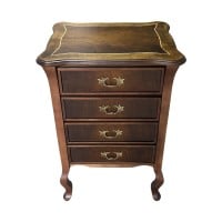 Criado Cômoda Shefield com 4 Gavetas Personalizado Madeira Maciça Detalhe em Marchetaria Design Clássico