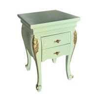 Mesa de Cabeceira Luiz XV Gavetas com Puxadores Exclusivos Madeira Eucalipto Design de Luxo Peça Artesanal