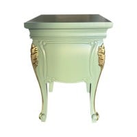 Mesa de Cabeceira Luiz XV Gavetas com Puxadores Exclusivos Madeira Eucalipto Design de Luxo Peça Artesanal