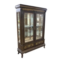 Cristaleira Trevi Vitrine 2 Portas Personalizado Madeira Maciça Detalhe em Marchetaria Design Clássico