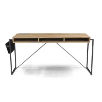 Escrivaninha Moderne em Madeira Maciça com 3 Nichos e Revisteiro Estrutura em Aço Carbono Design by Pedro Mendes