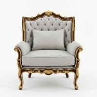 Poltrona Versalhes Capitonê Entalhada Madeira Maciça Luxo Artesanal Design Clássico